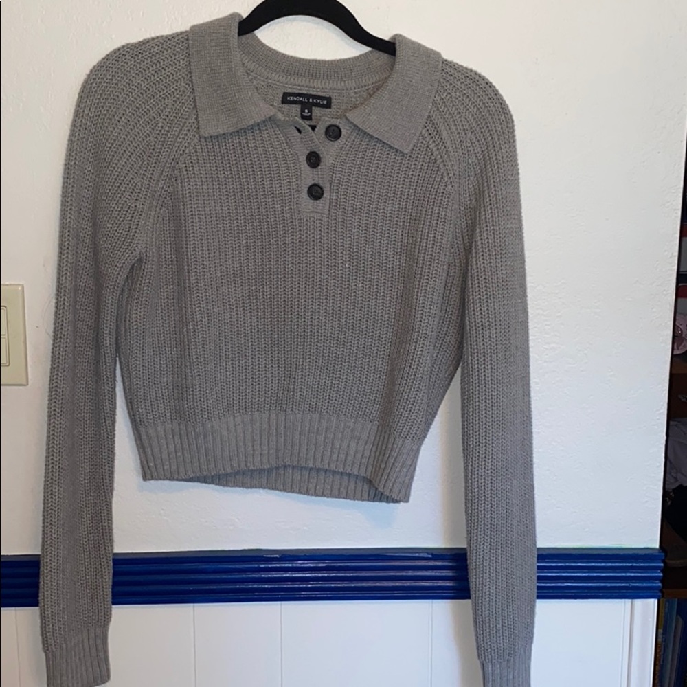 Gray button sweater
